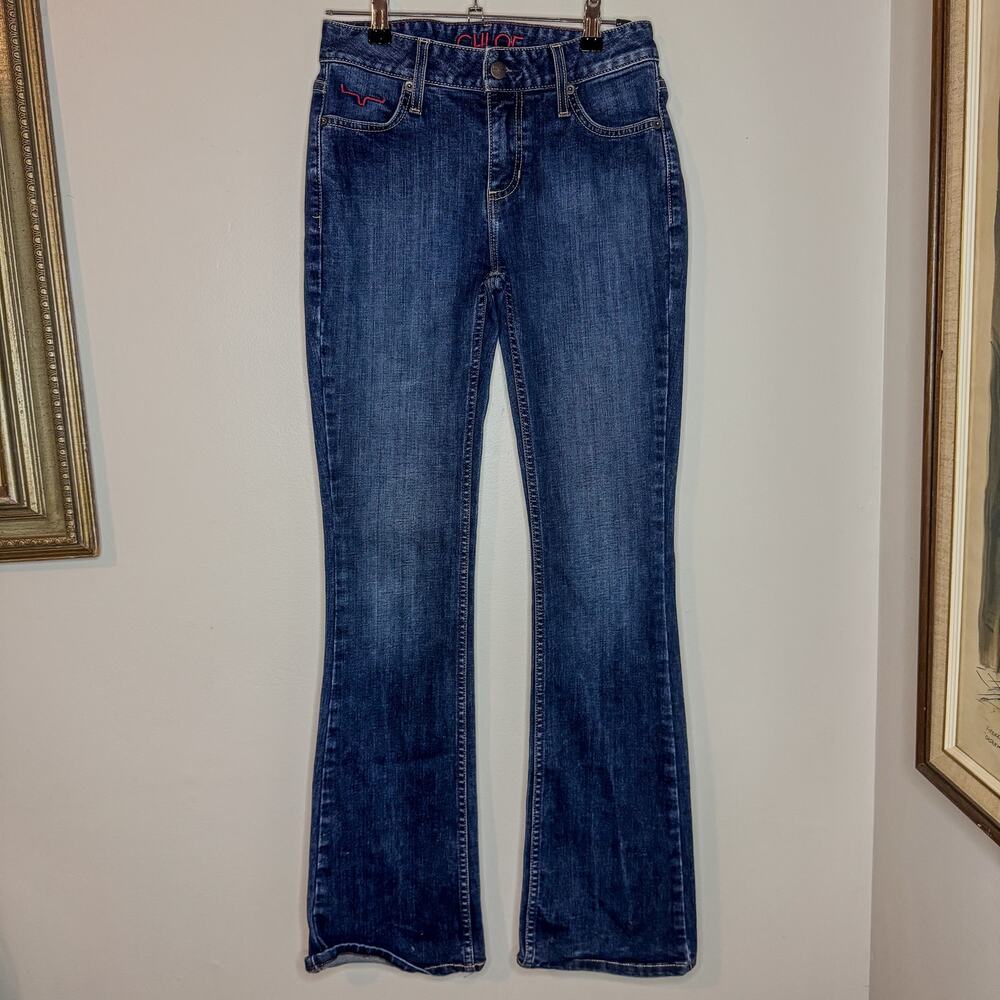Kimes Ranch Chloe Mid Rise Trouser Flare Denim Jeans USA Made Size 0/32